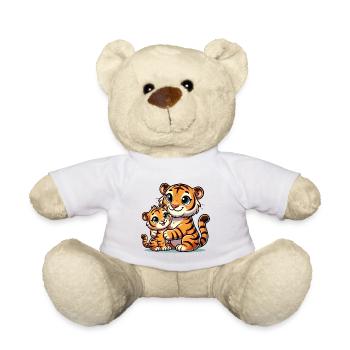Loving Tiger Parent with Child - Teddy Bear - white - Front