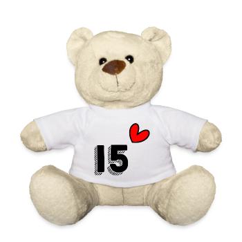 15 JAHRE. 15-jähriges JUBILÄUM. GEBURTSTAG 15 JAHRE. 15 - Teddy - Weiß - Vorne