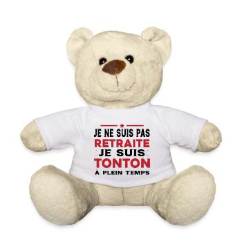 Tonton à Plein Temps Cadeau Retraite Tonton - Nounours - blanc - Devant