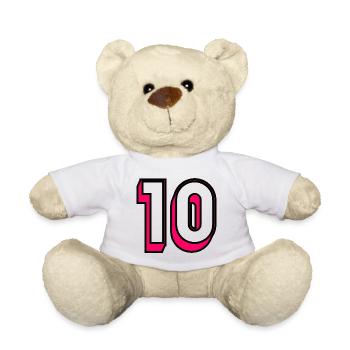 10. 10 ANS. 10e ANNIVERSAIRE. ANNIVERSAIRE 10 ANS. - Nounours - blanc - Devant