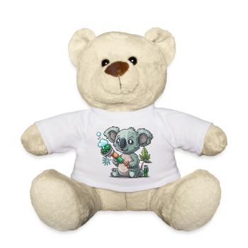 Bong-Blowing Koala - Teddy Bear - white - Front