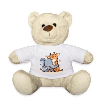 Câlins d’éléphant et de girafe amoureux - Nounours - blanc - Devant