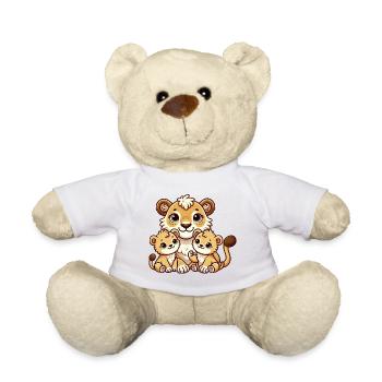 Mère lion aimante avec deux enfants mignons 2 - Nounours - blanc - Devant