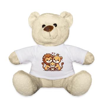 Famille Lion Mère Et Père Avec Un Enfant - Nounours - blanc - Devant