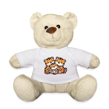 Famille Tigre Mère Et Père Avec Un Enfant 2 - Nounours - blanc - Devant