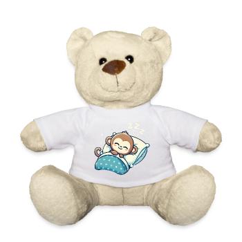 Monkey Sleeping In Bed At Night Time - Teddy - Weiß - Vorne
