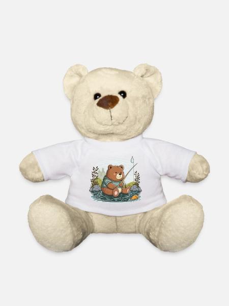 Fischender Bär - Teddy - Weiß