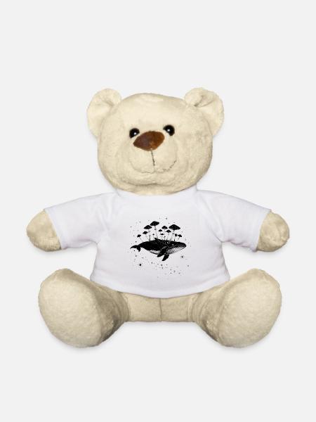 Surrealer Wal mit Pilzen im Weltraum mit Sternen - Teddy - Weiß