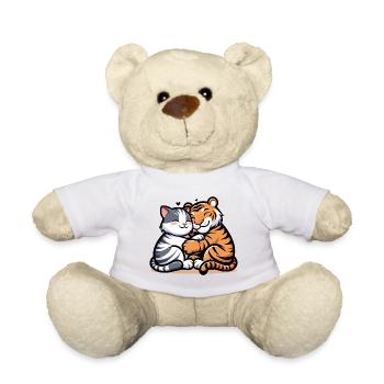Câlin Chat Et Tigre Amoureux - Nounours - blanc - Devant