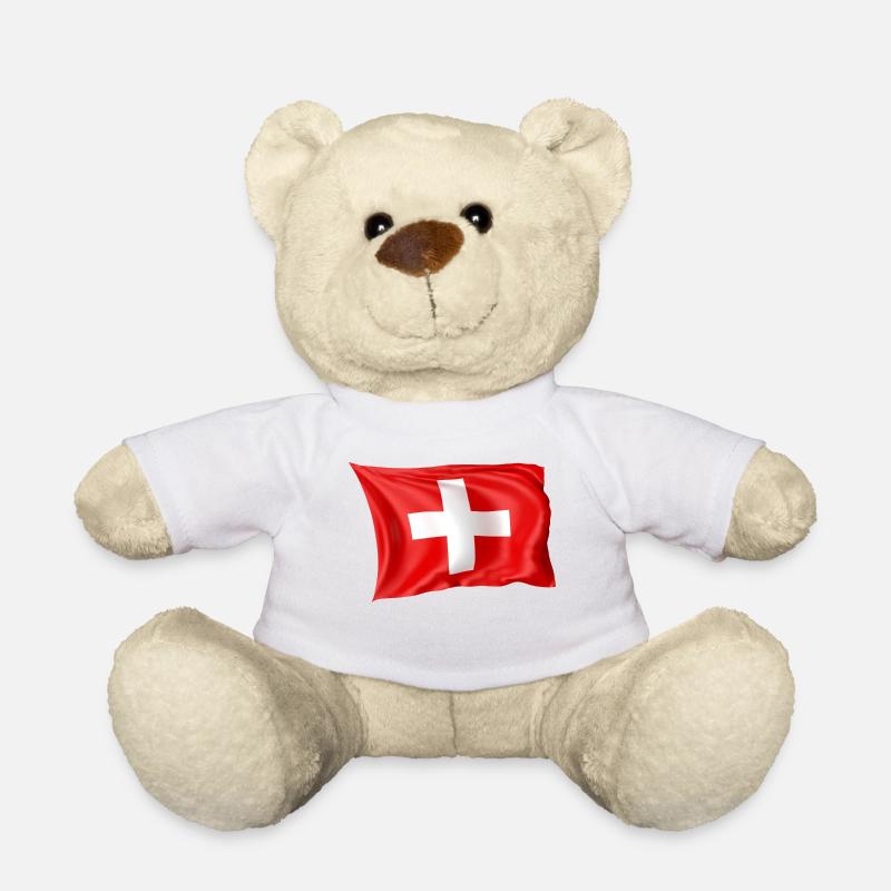 Switzerland Flag National Flag - Teddy Bear - white
