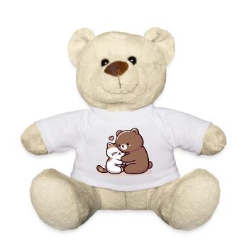 Câlin Chat Et Ours Amoureux - Nounours - blanc - Devant