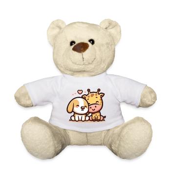 Câlin Chien Et Girafe Amoureux - Nounours - blanc - Devant