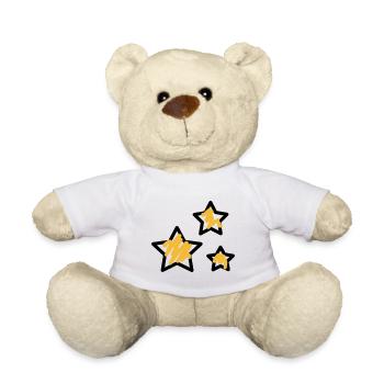 Gelbe Skizzen auf Schwarz - Teddy - Weiß - Vorne