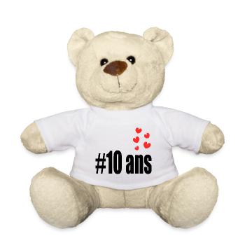 10 ANS. 10e ANNIVERSAIRE. ANNIVERSAIRE 10 ANS. 10 - Nounours - blanc - Devant