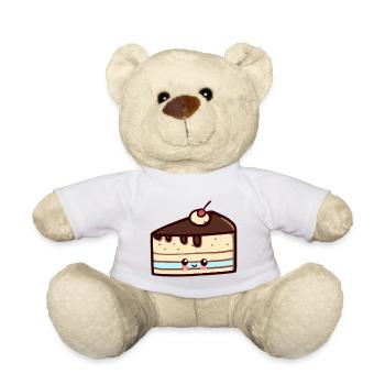 Mokka-Kuchenstück, lecker! - Teddy - Weiß - Vorne
