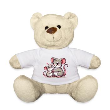 Parent souris aimant avec enfant - Nounours - blanc - Devant