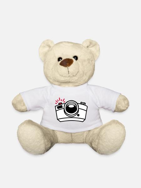 Photo camera drawing for avid photographers - Teddy Bear - white