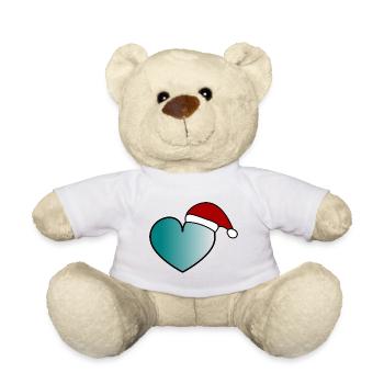 CHRISTMAS. MERRY CHRISTMAS. HEART. MERRY CHRISTMAS. - Teddy Bear - white - Front