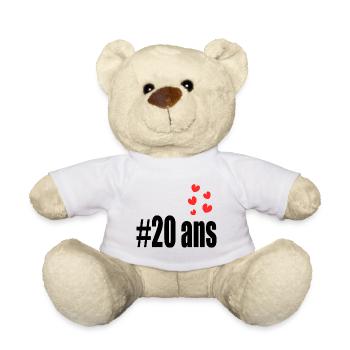 20 ANS. 20e ANNIVERSAIRE. ANNIVERSAIRE 20 ANS. 20 - Nounours - blanc - Devant
