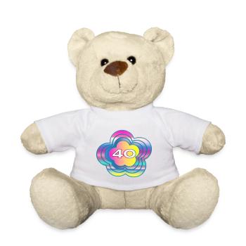 40 YEARS. 40th ANNIVERSARY. BIRTHDAY 40 YEARS. 40 - Teddy Bear - white - Front