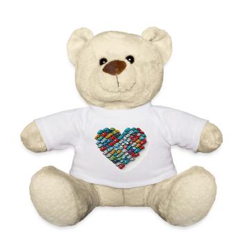 Toy Car Love : un dessin animé fantaisiste en forme de cœur - Nounours - blanc - Devant