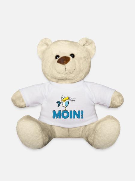 lustige Moin Möwe mit Gräte - Teddy - Weiß