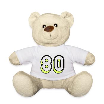 80 YEARS. 80TH ANNIVERSARY. BIRTHDAY 80 YEARS. 80 - Teddy Bear - white - Front