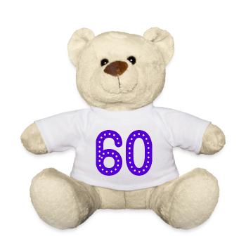 60. 60 JAHRE. 60-JÄHRIGES JUBILÄUM. 60. GEBURTSTAG. - Teddy - Weiß - Vorne