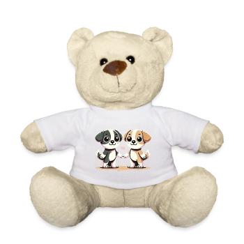 Two Cute Dog Friends Holding Hands - Teddy - Weiß - Vorne