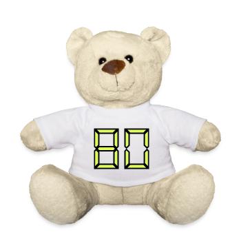 80 YEARS. 80TH ANNIVERSARY. BIRTHDAY 80 YEARS. 80 - Teddy Bear - white - Front
