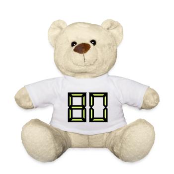 80. 80 ANS. 80e ANNIVERSAIRE. ANNIVERSAIRE 80 ANS. - Nounours - blanc - Devant