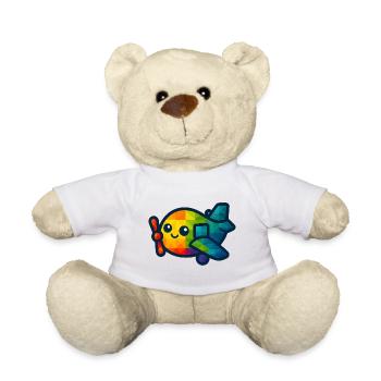 WPAP Polygon Kawaii Style Baby Toy Airplane - Teddy Bear - white - Front