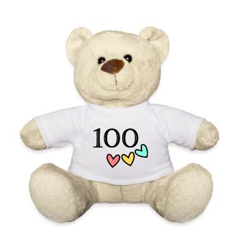 100. 100 ANS. 100e ANNIVERSAIRE. ANNIVERSAIRE 100 - Nounours - blanc - Devant