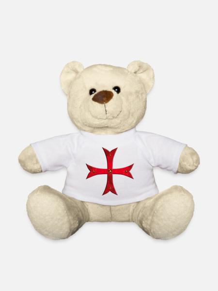 Rubis croix rouge des Templiers - Nounours - blanc