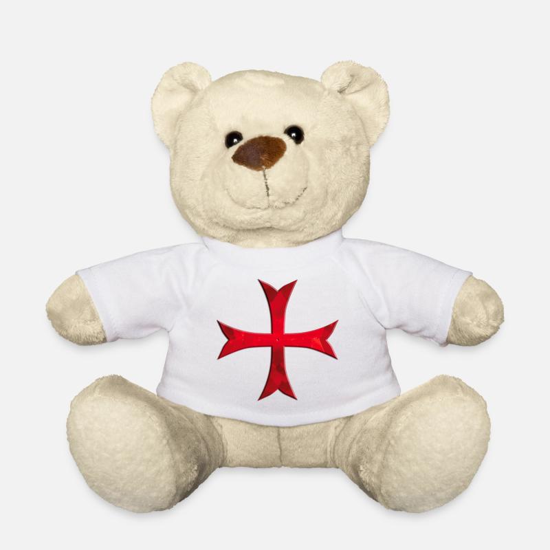 Templar Cross simply red - Teddy Bear - white
