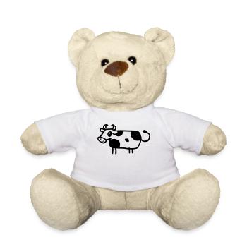 Lustige Comic Kuh witziges Bauernhoftier Geschenk - Teddy - Weiß - Vorne
