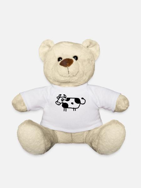Lustige Comic Kuh witziges Bauernhoftier Geschenk - Teddy - Weiß