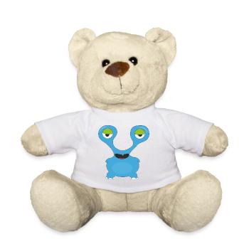 Blaues Monster mit Glubsaugen - Teddy - Weiß - Vorne