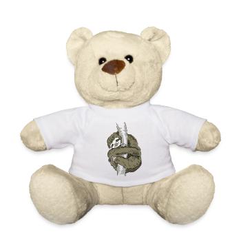 faultier nerd faul slow chillen abhängen müde nap - Teddy - Weiß - Vorne