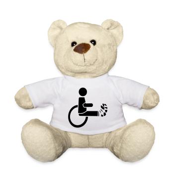 Rollstuhlfahrer mit Bein in Gips # - Teddy - Weiß - Vorne