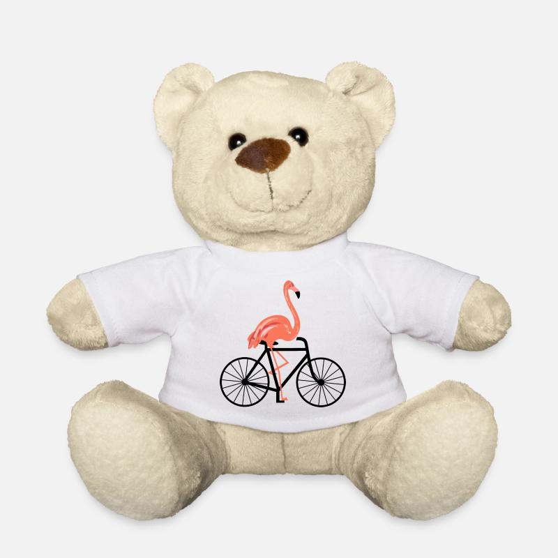 Flamingo mit Fahrrad - Teddy - Weiß