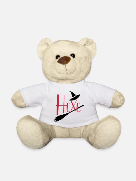 Hexe fliegender Hexenbesen - Teddy - Weiß