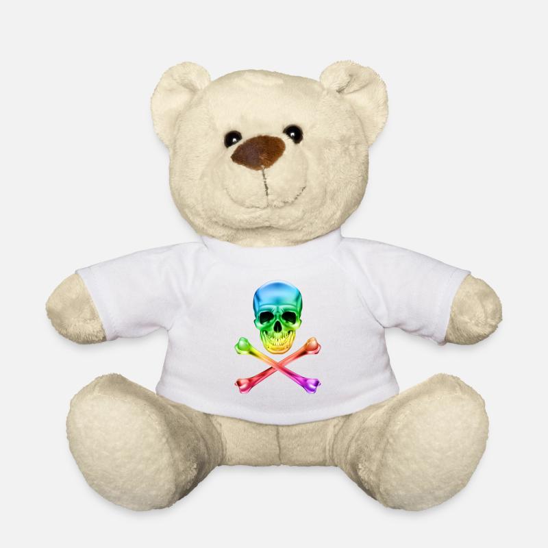 Schädel und Knochen Bunt - Teddy - Weiß