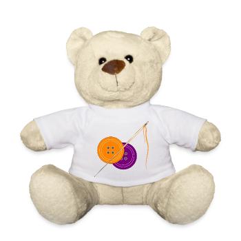 Motif de bouton de couture créatif dans un style vintage - Nounours - blanc - Devant