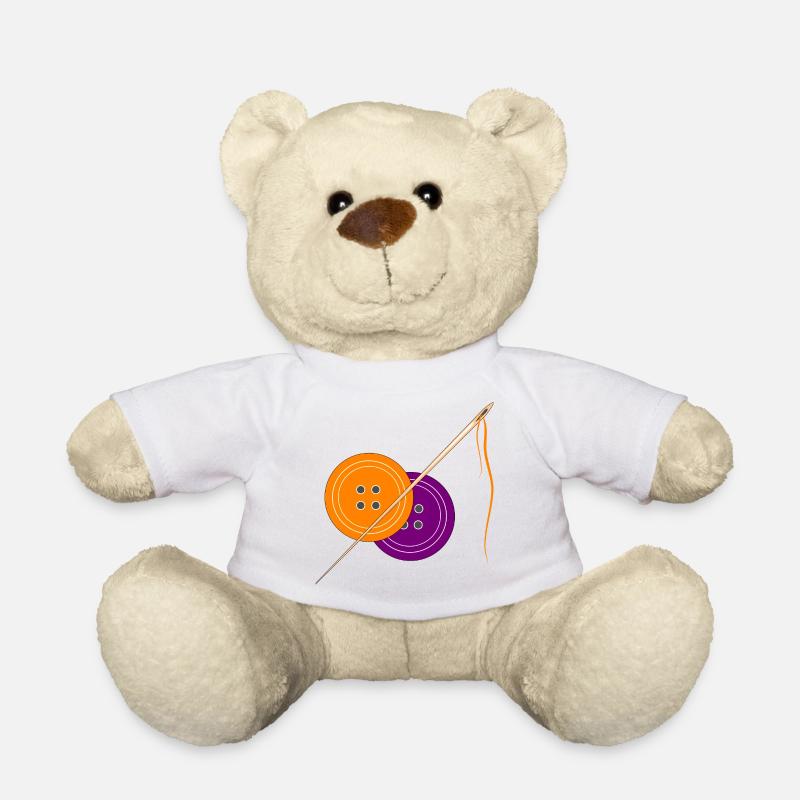 Motif de bouton de couture créatif dans un style vintage - Nounours - blanc