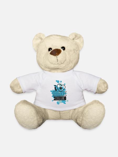 I LOVE BORDER COLLIE - BLUE - Teddy Bear - white