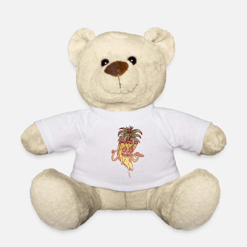 Funky Mascot Pineapple Pizza - Teddy Bear - white