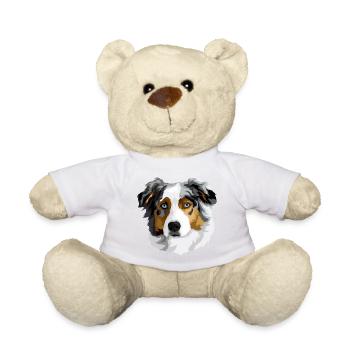 Australian Shepherd head - Teddy Bear - white - Front