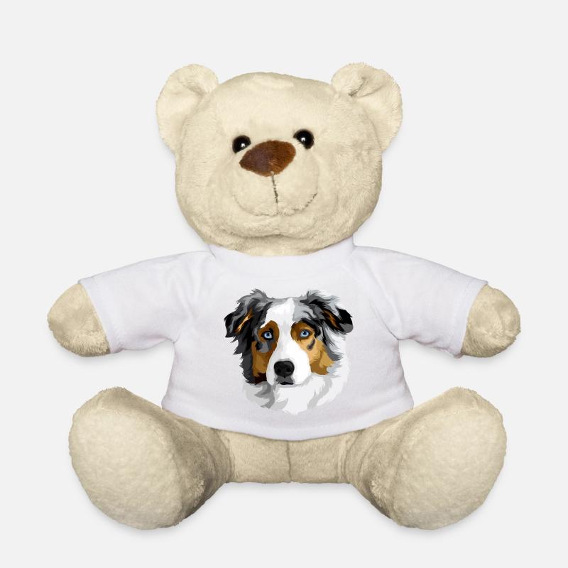 Australian Shepherd Kopf - Teddy - Weiß