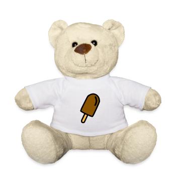 A brown chocolate ice cream on a stick - Teddy Bear - white - Front